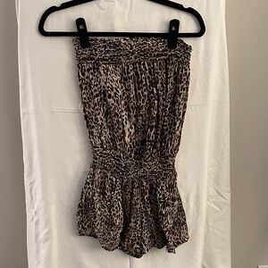 Leopard Print Strapless Romper